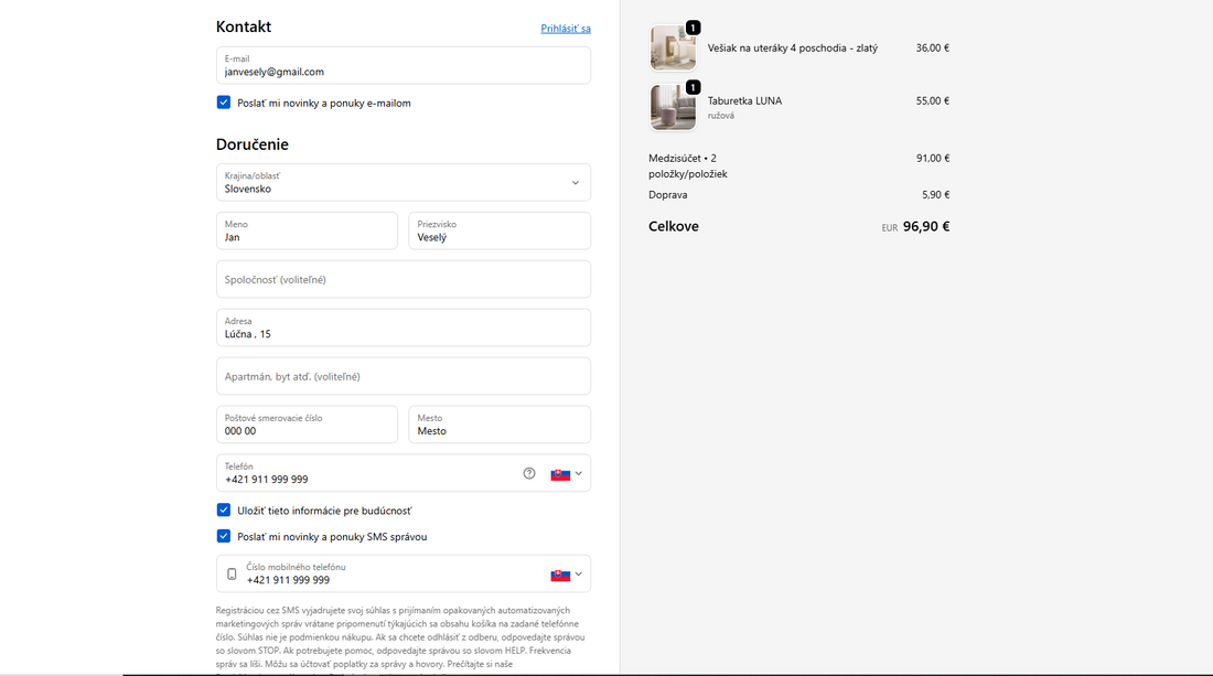 Vyplňte kontaktné údaje